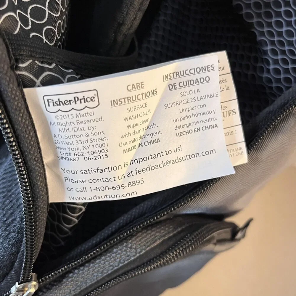 Fisher Price Deluxe Baby Sporty Dark Gray Diaper Bag Backpack Fast Finder New